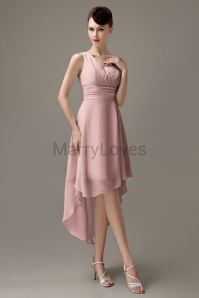 V-Neck Pleated Chiffon Bridesmaid Dresses