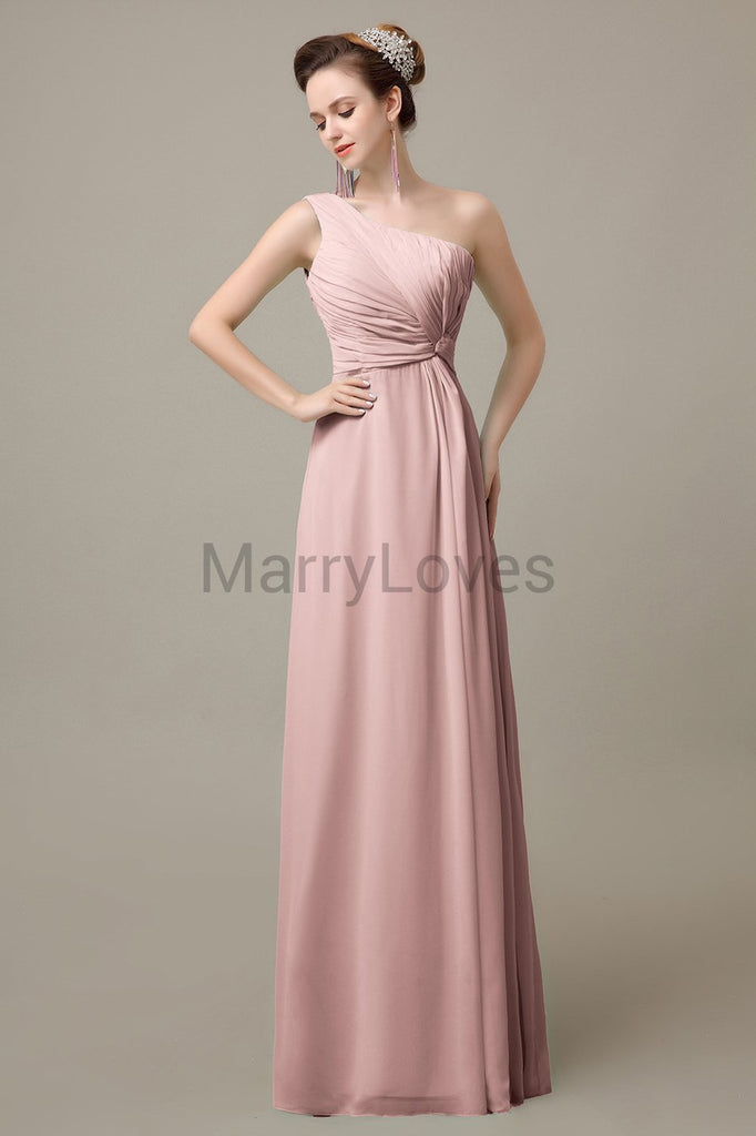 One Shoulder Long Chiffon Bridesmaid Dresses