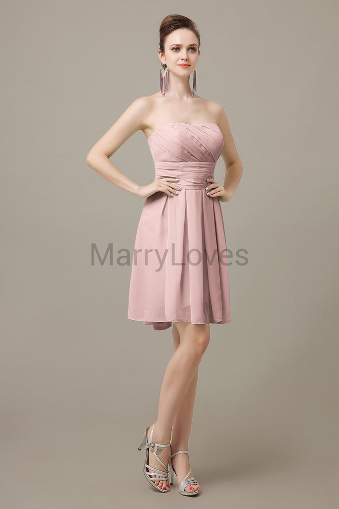 Strapless Pleats Sweetheart Bridesmaid Dresses