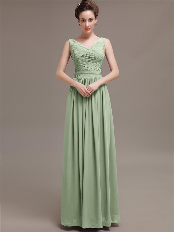 V-Neck Pleats Chiffon Bridesmaid Dresses