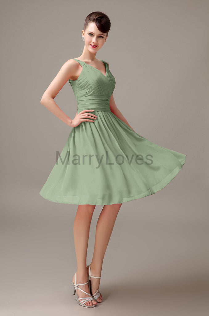 V-Neck Sleeveless Chiffon Bridesmaid Dresses