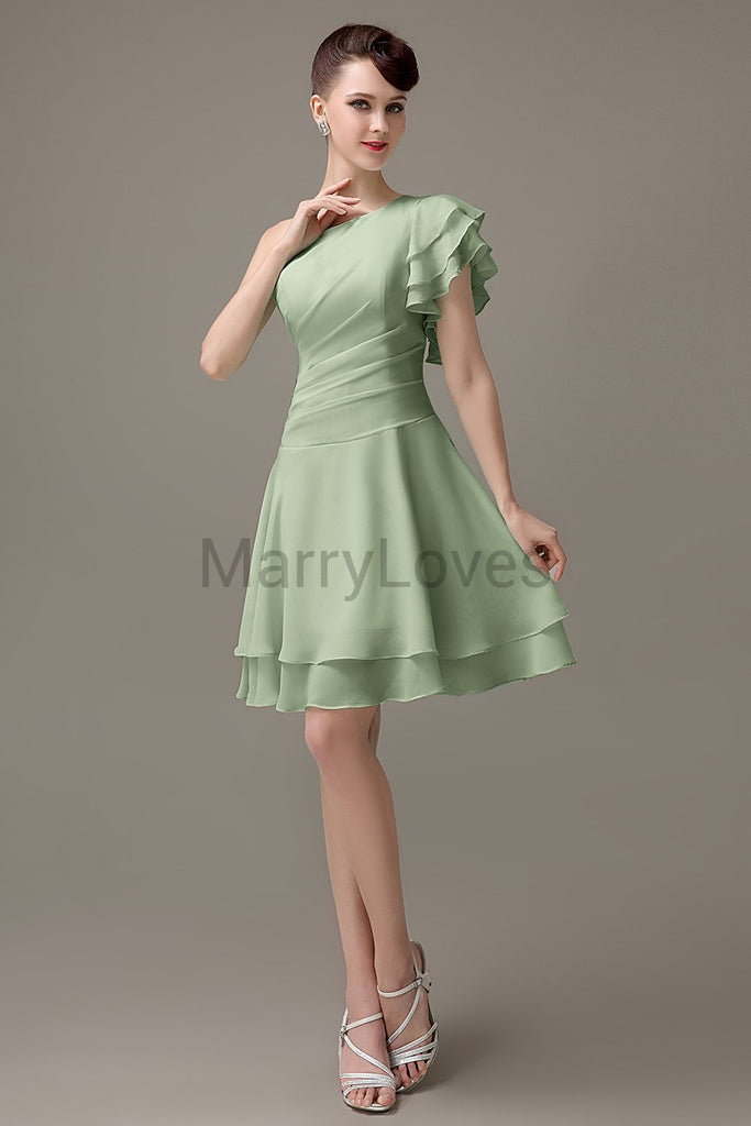 One Shoulder Ruffles Bridesmaid Dresses
