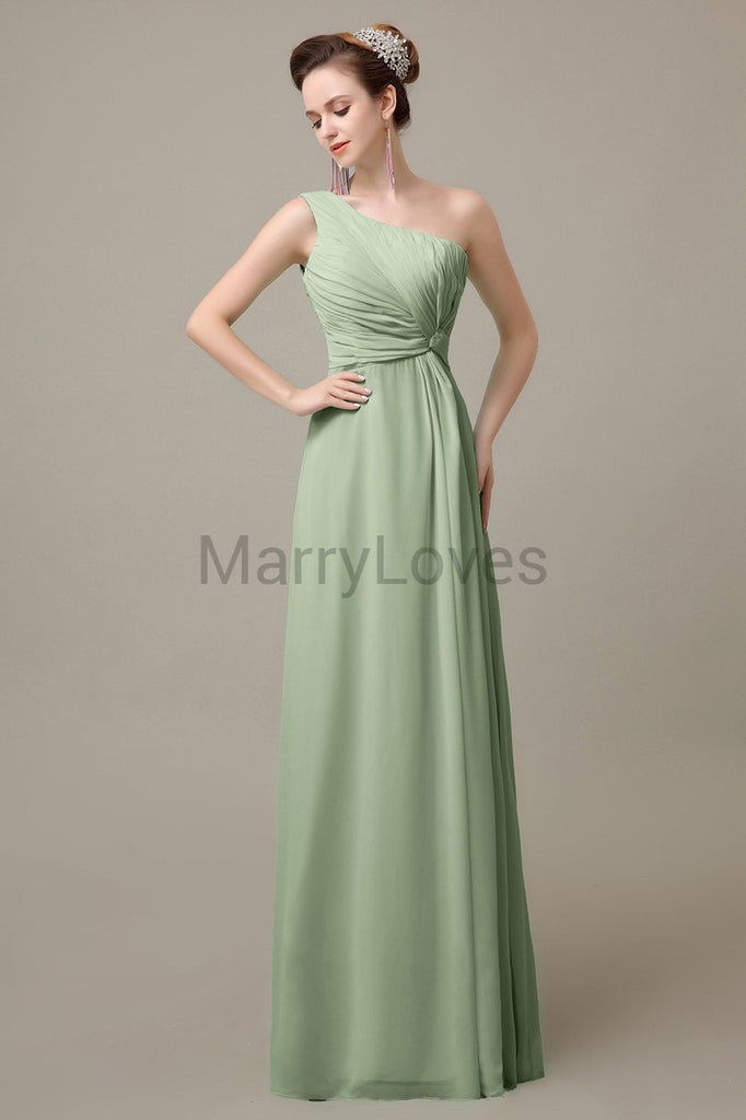 One Shoulder Long Chiffon Bridesmaid Dresses