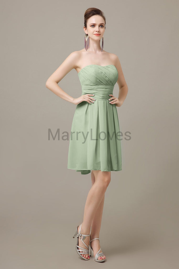 Strapless Pleats Sweetheart Bridesmaid Dresses