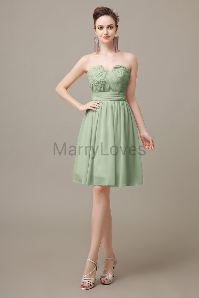 Sweetheart Neck Knee Length Chiffon Bridesmaid Dresses