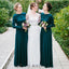 Elegant Long Sleeves Backless Green Bridesmaid Dresses, BD0549
