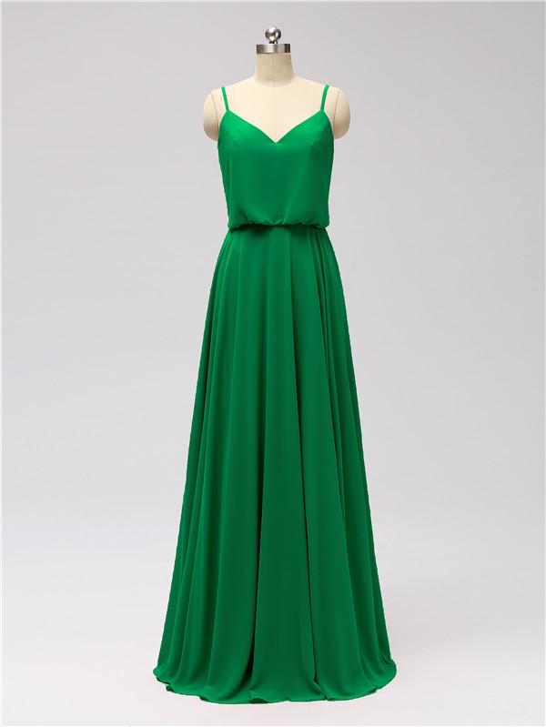 Spaghetti Strap Chiffon Floor Length Bridesmaid Dresses