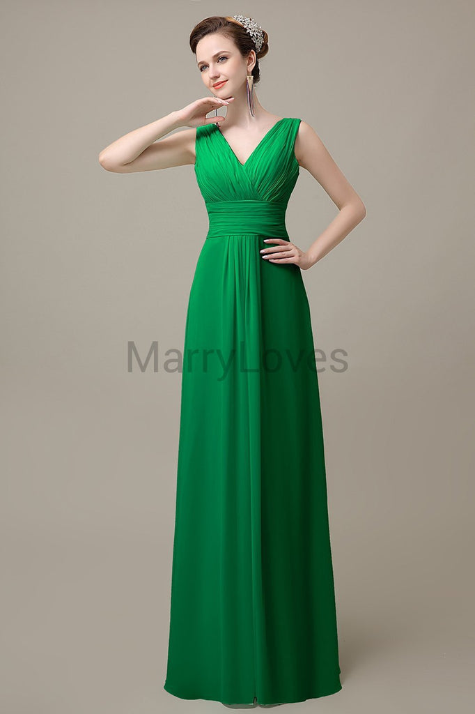 V-Neck Sleeveless Chiffon Bridesmaid Dresses