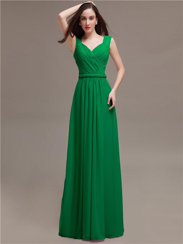 Straps Pleats Chiffon Bridesmaid Dresses