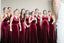 Sheath V-neck Burgundy Velvet Long Cheap Bridesmaid Dresses, BD0592