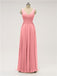 V Neck Chiffon Floor Length Bridesmaid Dresses