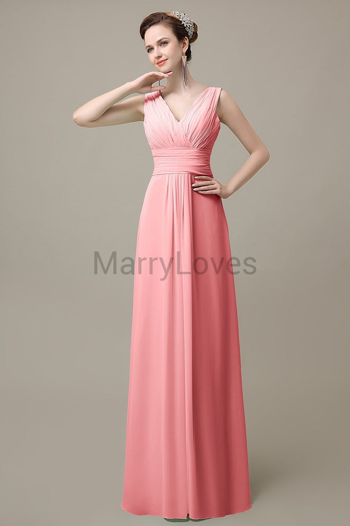 V-Neck Sleeveless Chiffon Bridesmaid Dresses