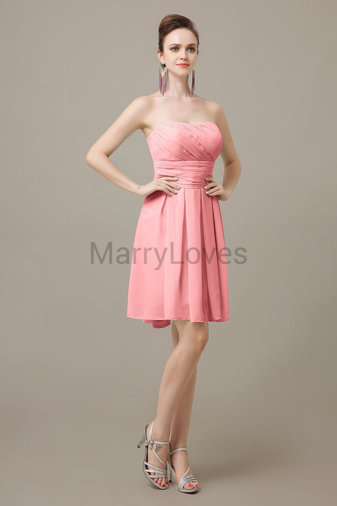 Strapless Pleats Sweetheart Bridesmaid Dresses