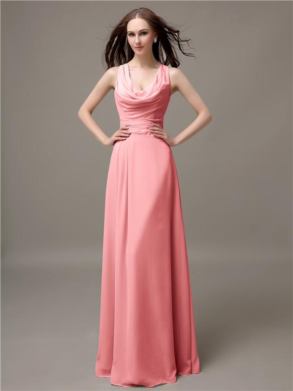 A-line Jewel Neck Floor-length Bridesmaid Dresses