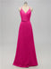 V Neck Satin Floor Length Bridesmaid Dresses