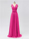 V Neck Chiffon Floor Length Bridesmaid Dresses