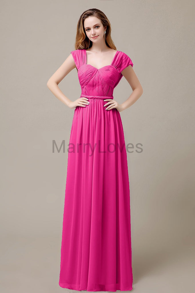 Floor Length Chiffon Bridesmaid Dresses with Pleated