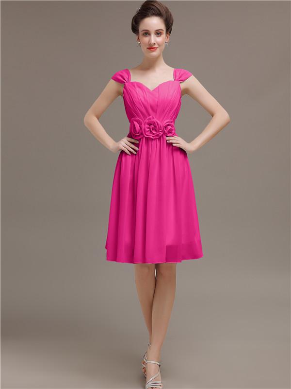 Straps Chiffon Short Bridesmaid Dresses