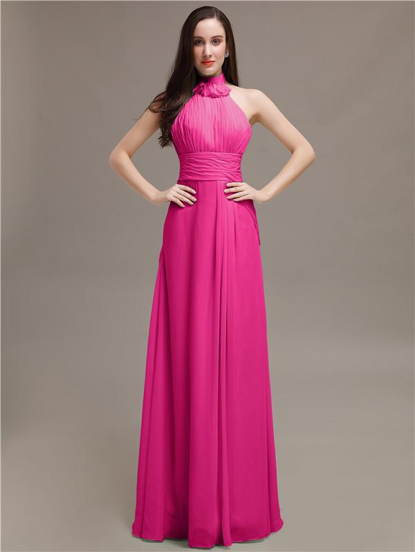 High Neck Chiffon Bridesmaid Dresses