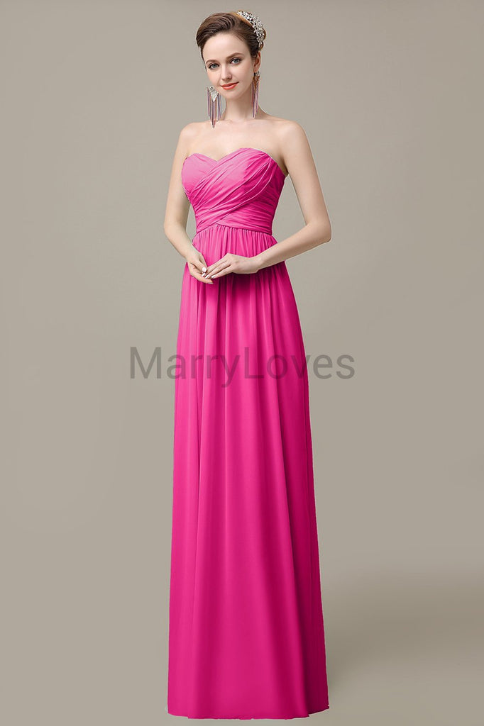 Sweetheart Chiffon Long Bridesmaid Dresses