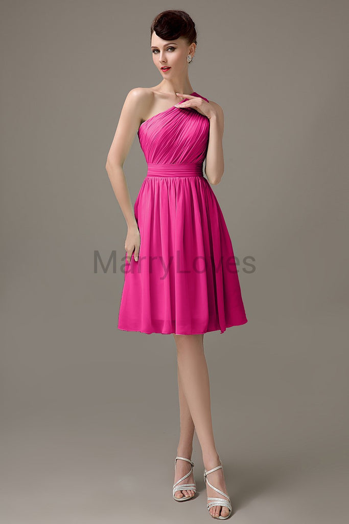 One Shoulder Pleats Bridesmaid Dresses