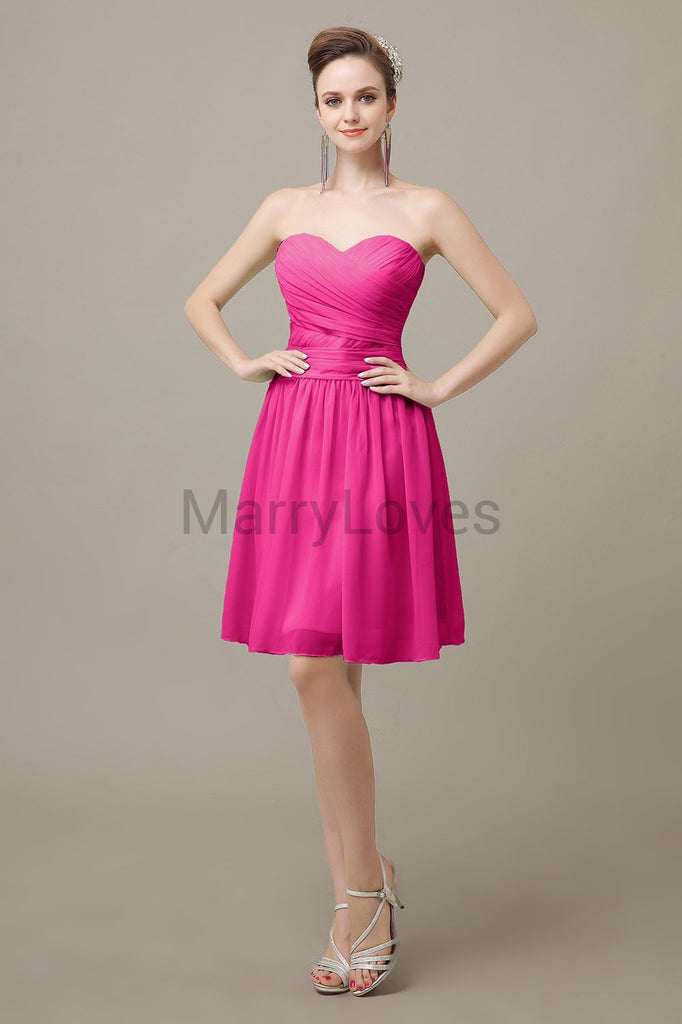 Sweetheart Short Chiffon Bridesmaid Dresses