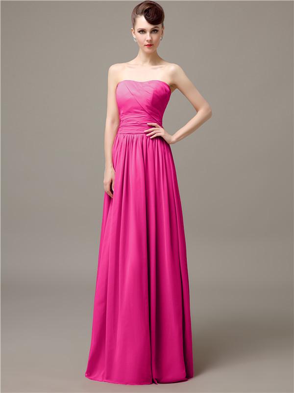 Strapless Pleats Chiffon Bridesmaid Dresses