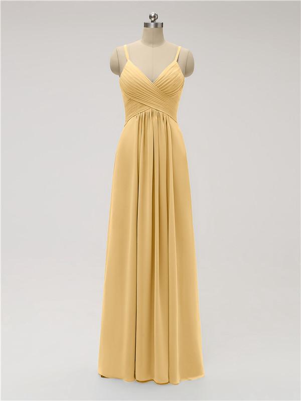 Spaghetti Strap Chiffon Floor Length Bridesmaid Dresses