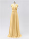 V Neck Chiffon Floor Length Bridesmaid Dresses