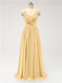 V Neck Chiffon Floor Length Bridesmaid Dresses