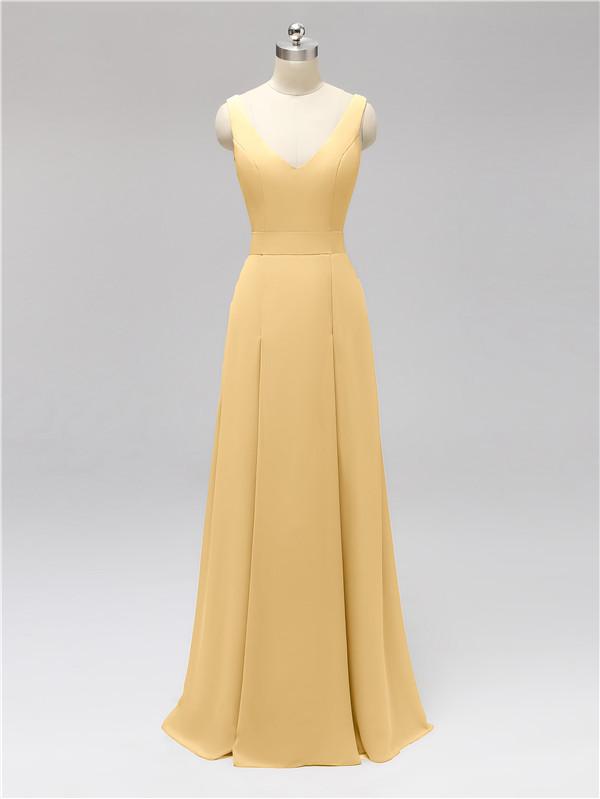 V Neck Floor Length Bridesmaid Dresses