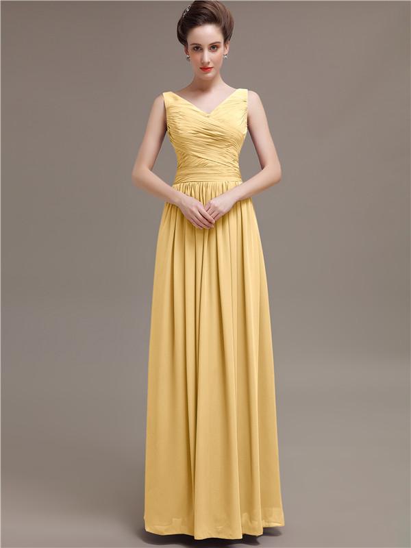 V-Neck Pleats Chiffon Bridesmaid Dresses