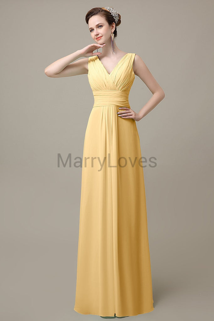 V-Neck Sleeveless Chiffon Bridesmaid Dresses