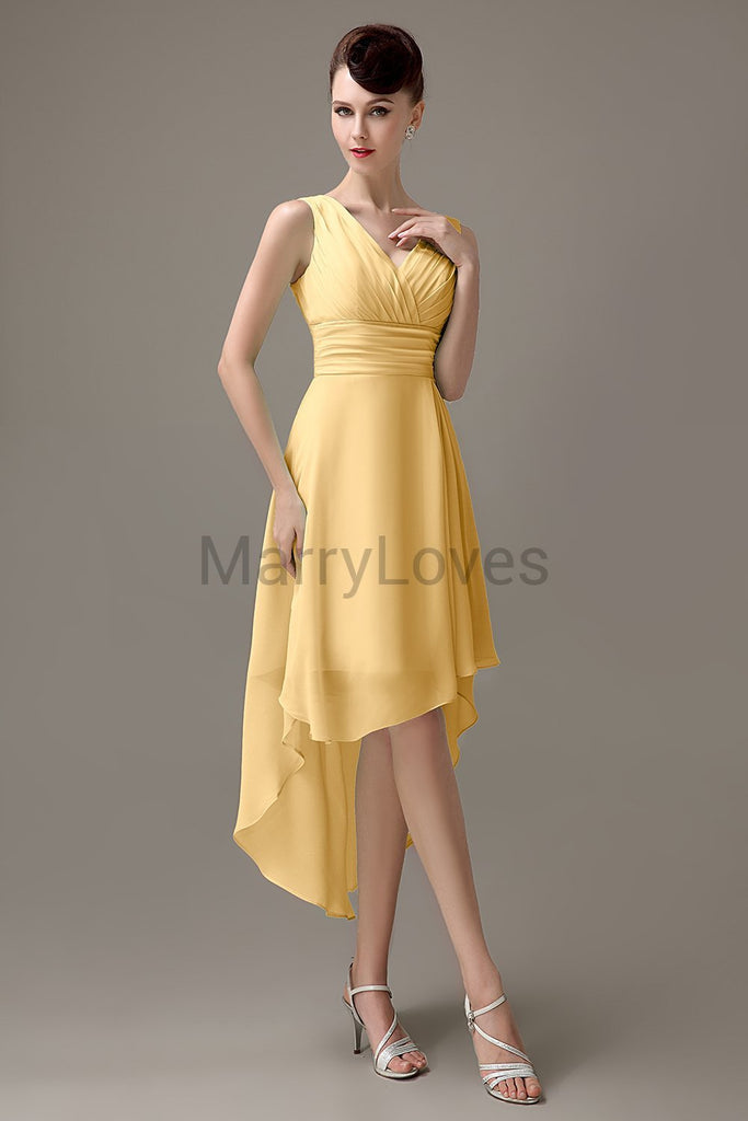 V-Neck Pleated Chiffon Bridesmaid Dresses