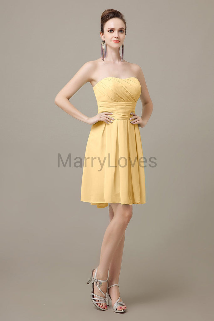 Strapless Pleats Sweetheart Bridesmaid Dresses