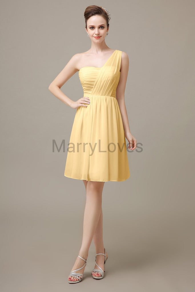 One shoulder Pleats Chiffon Bridesmaid Dresses