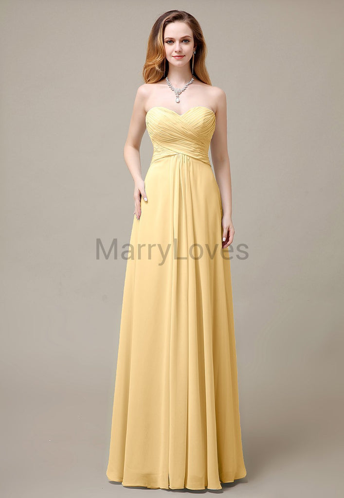 Cross-Pleated Chiffon Bridesmaid Dress with Sweetheart