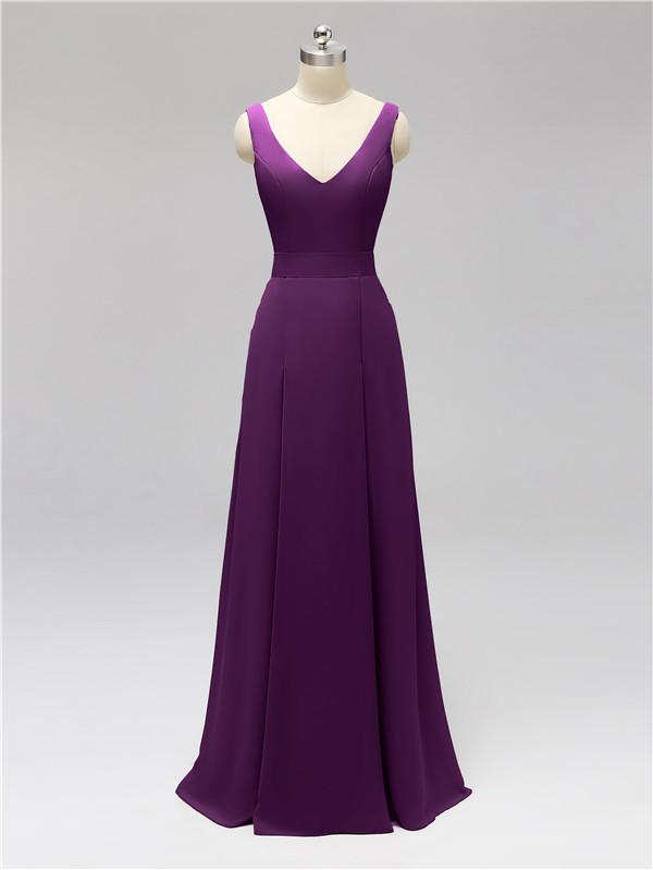 V Neck Floor Length Bridesmaid Dresses