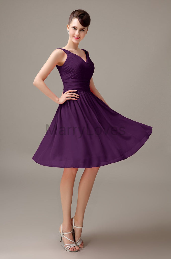 V-Neck Sleeveless Chiffon Bridesmaid Dresses