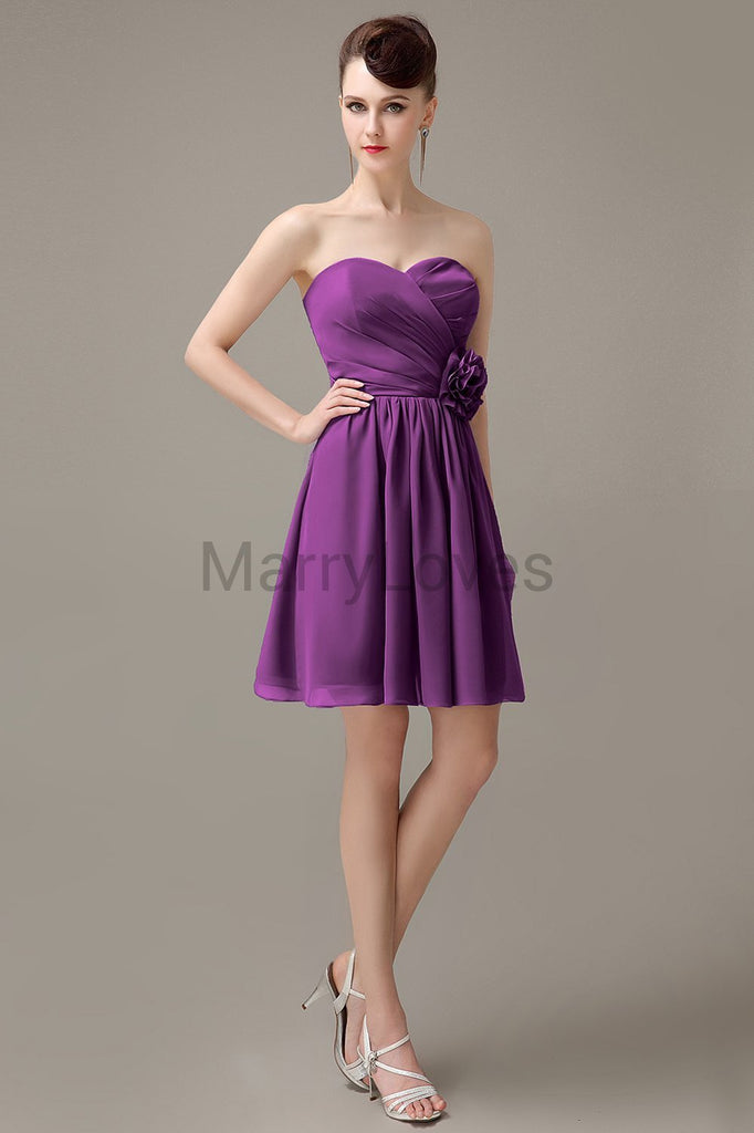 Sweetheart Chiffon Short Bridesmaid Dresses