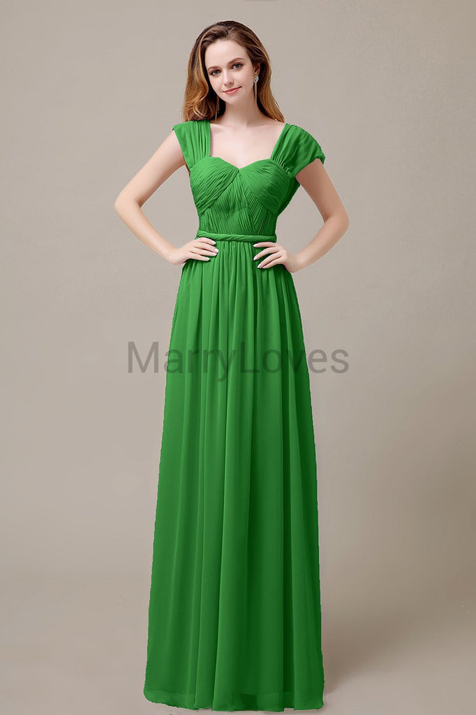 Floor Length Chiffon Bridesmaid Dresses with Pleated