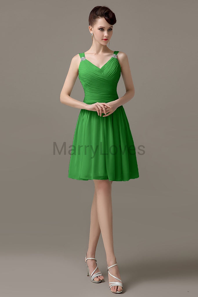 V-neck Chiffon Short Bridesmaid dresses