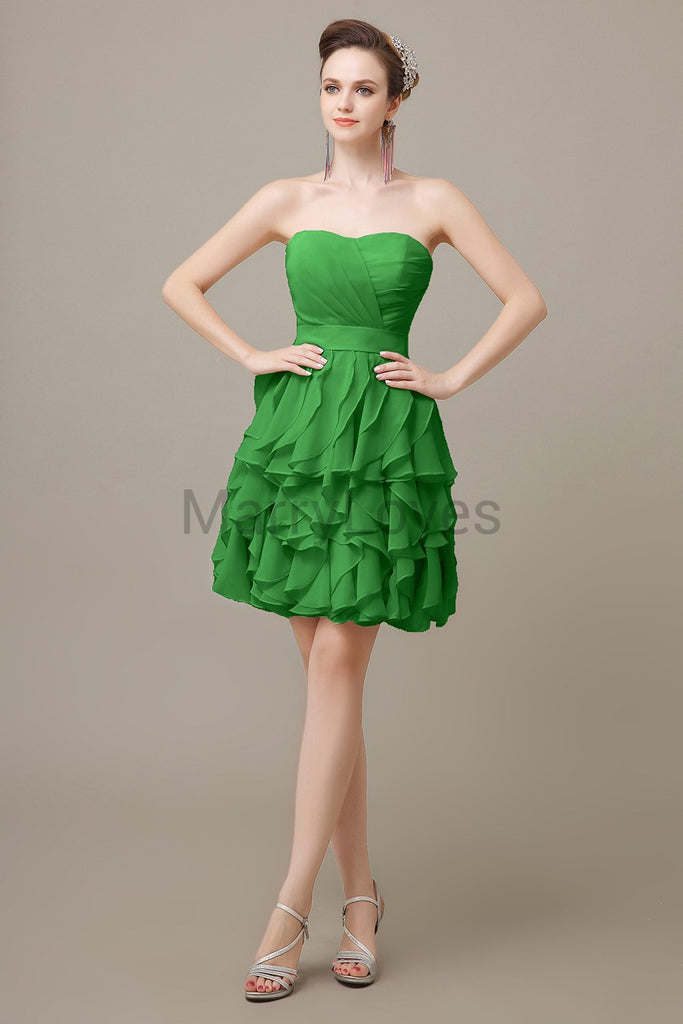 Sweetheart Ruffles Short Bridesmaid Dresses