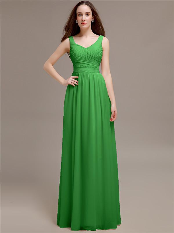 Scoop Neck Sleeveless Pleats Bridesmaid Dresses