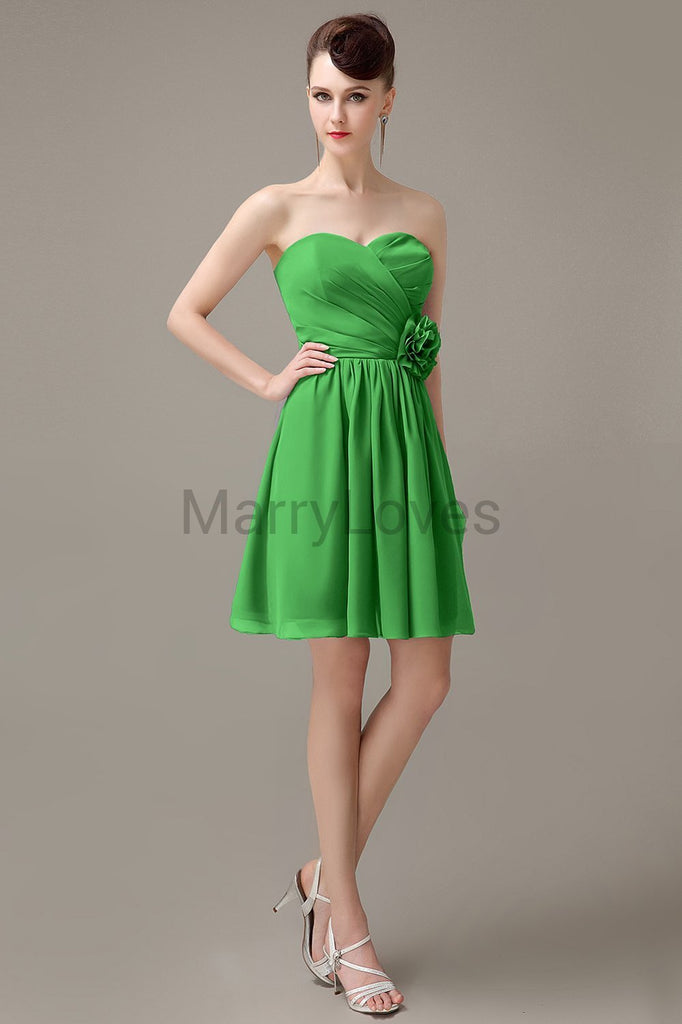 Sweetheart Chiffon Short Bridesmaid Dresses