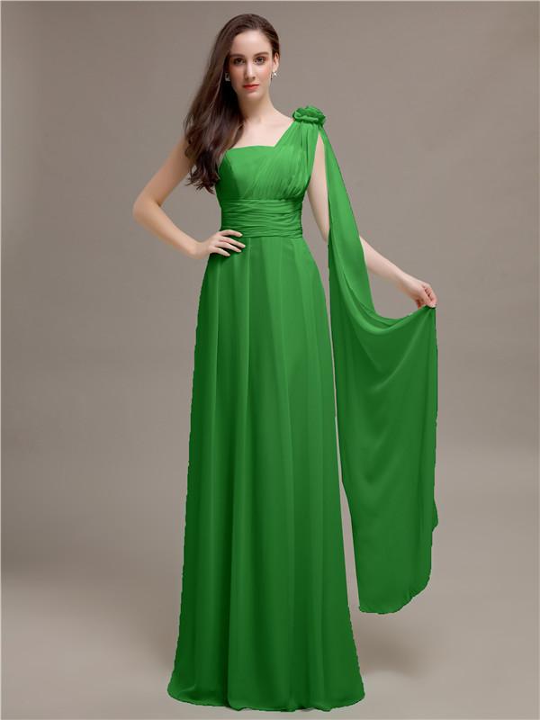 One-shoulder Appliques Chiffon Bridesmaid Dresses