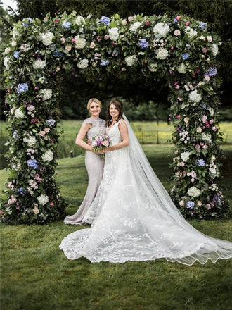 Mermaid Cap-sleeves Full Lace Long Bridesmaid Dresses With Train, BD0611