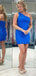 One Shoulder Navy Blue Backless Short Homecoming Dresses, HM1026