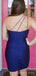 One Shoulder Navy Blue Backless Short Homecoming Dresses, HM1026