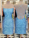 Blue Sequins Spaghetti Straps Short Backless Homecoming Dresses, HM1032